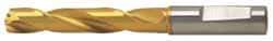 Guhring - 14.8mm 150° Solid Carbide Jobber Drill - TiN Finish, Right Hand Cut, Spiral Flute, Straight Shank, 4.37" OAL, Standard Point - First Tool & Supply