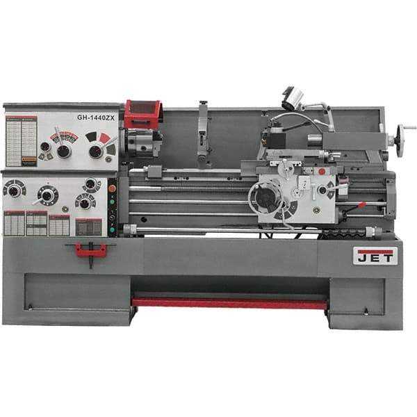 Jet - 14" Swing, 40" Between Centers, 230/460 Volt, Triple Phase Engine Lathe - 7MT Taper, 7-1/2 hp, 42 to 1,800 RPM, 3-1/8" Bore Diam, 40" Deep x 46-7/8" High x 97-1/2" Long - First Tool & Supply