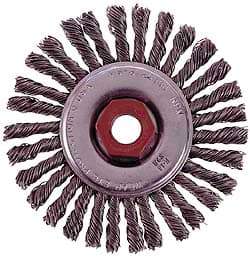 Osborn - 4" OD, M14x2.00 Arbor Hole, Knotted Stainless Steel Wheel Brush - 1/4" Face Width, 7/8" Trim Length, 0.02" Filament Diam, 20,000 RPM - First Tool & Supply