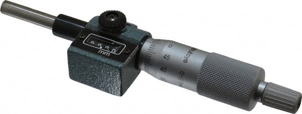 Mitutoyo - 25mm, 18mm Ratchet Stop Thimble, 6.35mm Diameter x 27mm Long Spindle, Digital Counter Mechanical Micrometer Head - First Tool & Supply