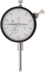 Mitutoyo - 1" Range, 0-100 Dial Reading, 0.001" Graduation Dial Drop Indicator - 2-3/16" Dial, 0.1" Range per Revolution, 0.002" Accuracy, Revolution Counter - First Tool & Supply