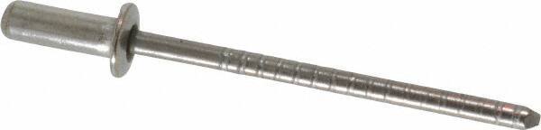 RivetKing - Size 43 Dome Head Stainless Steel Closed End Sealing Blind Rivet - Stainless Steel Mandrel, 0.126" to 0.187" Grip, 1/4" Head Diam, 0.129" to 0.133" Hole Diam, 0.422" Length Under Head, 1/8" Body Diam - First Tool & Supply