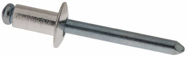 RivetKing - Size 84 Dome Head Aluminum Open End Blind Rivet - Steel Mandrel, 0.02" to 1/4" Grip, 1/2" Head Diam, 0.257" to 0.261" Hole Diam, 1/2" Length Under Head, 1/4" Body Diam - First Tool & Supply