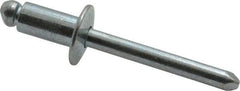 RivetKing - Size 84 Dome Head Steel Open End Blind Rivet - Steel Mandrel, 0.02" to 1/4" Grip, 1/2" Head Diam, 0.257" to 0.261" Hole Diam, 1/2" Length Under Head, 1/4" Body Diam - First Tool & Supply