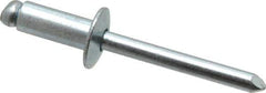 RivetKing - Size 86 Dome Head Steel Open End Blind Rivet - Steel Mandrel, 0.251" to 3/8" Grip, 1/2" Head Diam, 0.257" to 0.261" Hole Diam, 5/8" Length Under Head, 1/4" Body Diam - First Tool & Supply