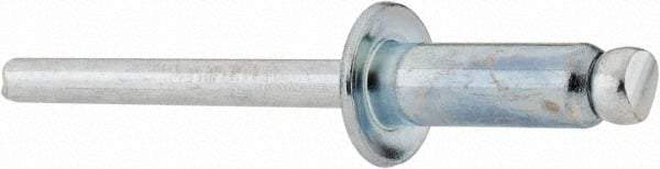 RivetKing - Size 88 Dome Head Steel Open End Blind Rivet - Steel Mandrel, 0.376" to 1/2" Grip, 1/2" Head Diam, 0.257" to 0.261" Hole Diam, 3/4" Length Under Head, 1/4" Body Diam - First Tool & Supply