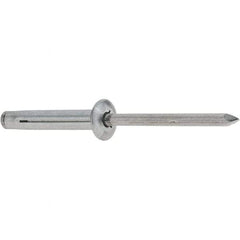 RivetKing - Size 0640 Dome Head Aluminum Tri Folding Blind Rivet - Aluminum Mandrel, 0.157" to 5/8" Grip, 0.386" Head Diam, 0.196" to 0.209" Hole Diam, 1.2" Length Under Head, 3/16" Body Diam - First Tool & Supply