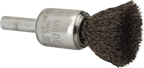 Anderson - 1/2" Brush Diam, Crimped, End Brush - 1/4" Diam Shank, 25,000 Max RPM - First Tool & Supply