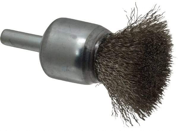 Anderson - 3/4" Brush Diam, Crimped, End Brush - 1/4" Diam Shank, 22,000 Max RPM - First Tool & Supply