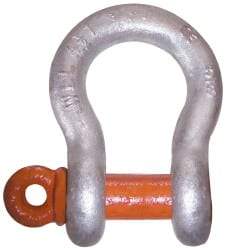 CM - 1-1/8" Nominal Chain Size, 15 Ton Alloy Steel Screw Anchor Shackle - 1-3/8" Diam, 1-1/4" Pin Diam, 1-25/32" Wide Inside Jaw, 2-5/8" Inside Width - First Tool & Supply