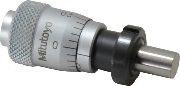 Mitutoyo - 1/4 Inch, 0.59 Inch Thimble, 6.35mm Diameter x 0.3543 Inch Long Spindle, Mechanical Micrometer Head - First Tool & Supply