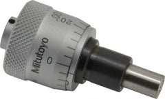 Mitutoyo - 1/4 Inch, 0.79 Inch Thimble, 6.35mm Diameter x 0.3543 Inch Long Spindle, Mechanical Micrometer Head - First Tool & Supply