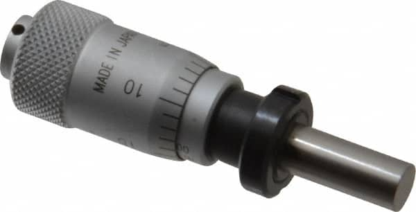 Mitutoyo - 1/2 Inch, 0.59 Inch Thimble, 6.35mm Diameter x 0.3543 Inch Long Spindle, Mechanical Micrometer Head - First Tool & Supply