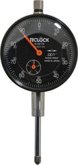 Teclock - 1" Range, 0-100 Dial Reading, 0.001" Graduation Dial Drop Indicator - 2-11/64" Dial, 0.1" Range per Revolution, 0.0014" Accuracy, Revolution Counter - First Tool & Supply