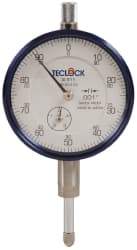 Teclock - 1/2" Range, 0-100 Dial Reading, 0.001" Graduation Dial Drop Indicator - 2-11/64" Dial, 0.1" Range per Revolution, 0.0009" Accuracy, Revolution Counter - First Tool & Supply