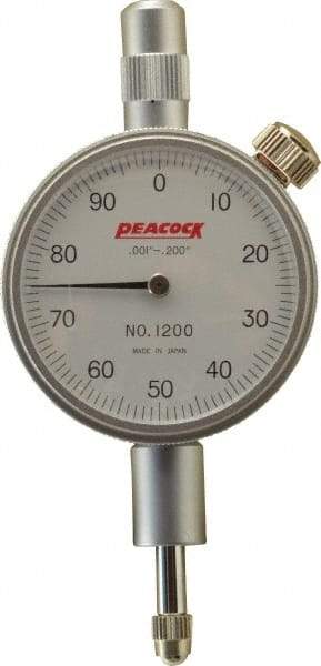 Peacock - 0.2" Range, 0-100 Dial Reading, 0.001" Graduation Dial Drop Indicator - 1-37/64" Dial, 0.001" Accuracy - First Tool & Supply