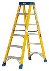 Made in USA - 7 Steps, 16 Ft. High, Type IA Rating, Fiberglass Step Ladder - First Tool & Supply