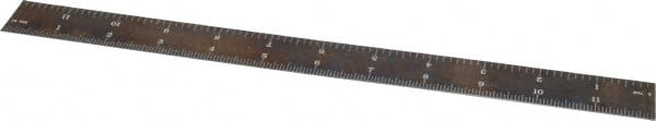 PEC Tools - 12" Long, 1/64, 1/32, 1/16, 1/8" Graduation, Rigid Steel Rule - First Tool & Supply