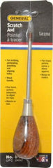 General - 6-1/2" OAL Steel Scratch Awl - Hardwood Handle - First Tool & Supply