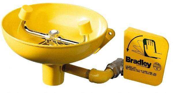 Bradley - Wall Mount, Plastic Bowl, Eyewash Station - 1/2" Inlet, 30 to 90 psi Flow, 0.4 GPM Flow Rate - First Tool & Supply