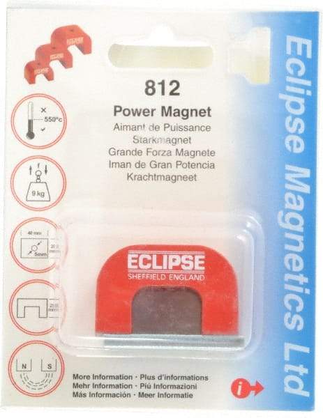 Eclipse - 1 Hole, 0.1969" Hole Diam, 63/64" Overall Width, 1-37/64" Deep, 63/64" High, 20 Lb Average Pull Force, Alnico Power Magnets - 10mm Pole Width, 550°C Max Operating Temp, Grade 5 Alnico - First Tool & Supply