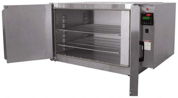 Grieve - 1 Phase, 28 Inch Inside Width x 24 Inch Inside Depth x 18 Inch Inside Height, 350°F Max, Portable Heat Treating Bench Oven - 2 Shelves, 7 Cubic Ft. Work Space, 115 Max Volts, 41 Inch Outside Width x 30 Inch Outside Depth x 23 Inch Outside Height - First Tool & Supply