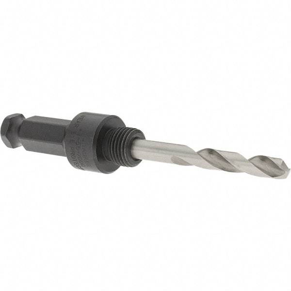 Milwaukee Tool - 5/8 to 1-3/16" Tool Diam Compatibility, Straight Shank, Steel Integral Pilot Drill, Hole Cutting Tool Arbor - 1/2" Min Chuck, Hex Shank Cross Section, Threaded Shank Attachment, For Hole Saws - First Tool & Supply