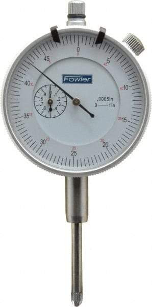 Fowler - 1" Range, 0-25-0 (Balanced), 0-50 (Continuous) Dial Reading, 0.0005" Graduation Dial Drop Indicator - 2-1/4" Dial, 0.05" Range per Revolution, Revolution Counter - First Tool & Supply