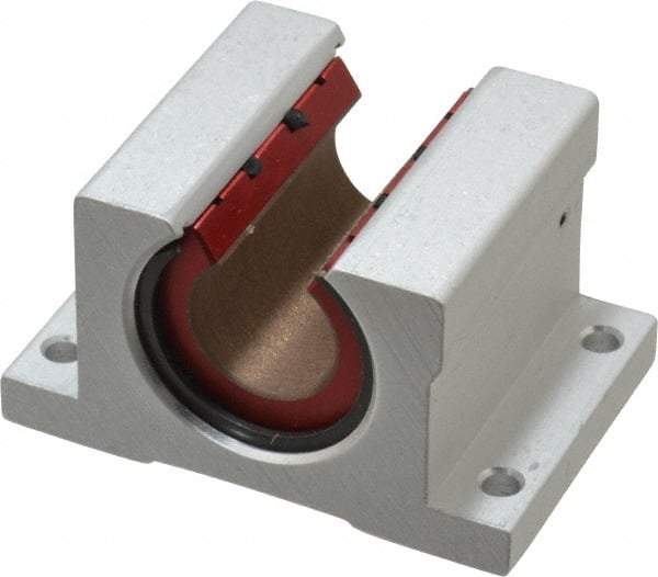 Pacific Bearing - 3/4" ID, 2-3/4" OAW x 2.063" OAL x 2.188" OAH Open Pillow Block - 1,905 Lb Static Cap, 2-3/8" Btw Mnt Hole Ctrs, 0.937" Base-to-Ctr Ht, Aluminum - First Tool & Supply