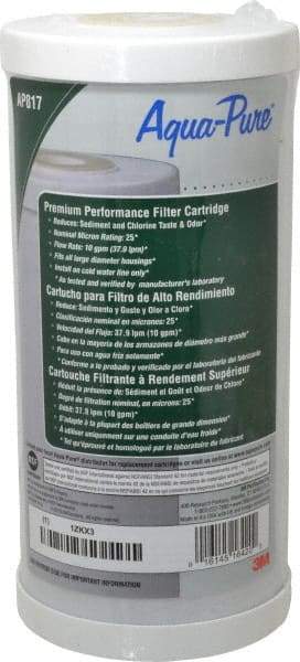 3M Aqua-Pure - 4-1/2" OD, 25µ, Large Diameter Carbon Cartridge Filter - 9-3/4" Long, Reduces Sediments, Tastes, Odors & Chlorine - First Tool & Supply