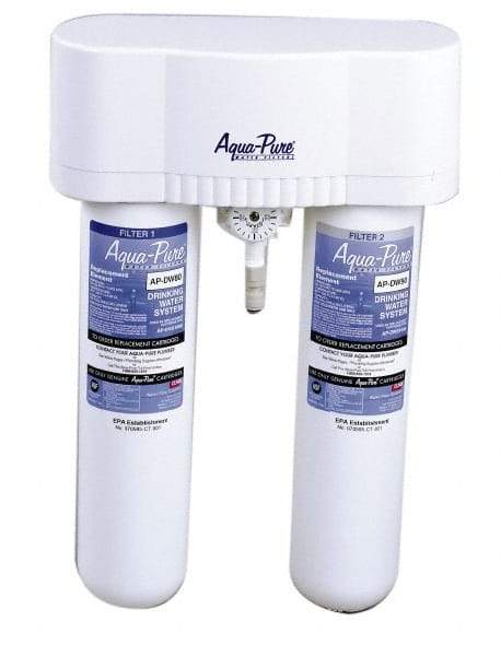 3M Aqua-Pure - 0.6 GPM Max Flow Rate, 1/4 Inch Pipe, Under Sink, Dual Filtration Water Filter System - 2 Housings, Reduces Sediment, Taste, Odor, Chlorine, VOC's, MTBE's, Lead, Cysts - First Tool & Supply