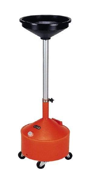 Made in USA - 8 Gal Oil Drain Container with Casters - Orange - First Tool & Supply