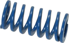 Associated Spring Raymond - 1/2" Hole Diam, 9/32" Rod Diam, 1" Free Length, Blue Die Spring - 55 Lb Max Deflection, 0.5" Max Deflection, Medium Duty, Chromium Alloy Steel - First Tool & Supply