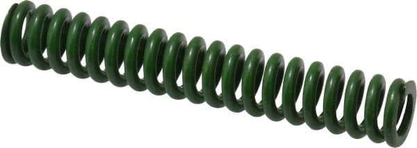 Associated Spring Raymond - 1/2" Hole Diam, 9/32" Rod Diam, 3" Free Length, Green Die Spring - 67.5 Lb Max Deflection, 0.75" Max Deflection, Extra Heavy Duty, Chromium Alloy Steel - First Tool & Supply