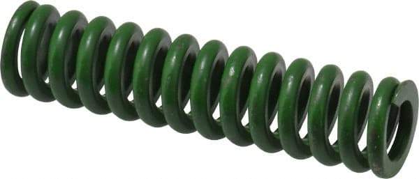 Associated Spring Raymond - 5/8" Hole Diam, 11/32" Rod Diam, 2-1/2" Free Length, Green Die Spring - 137.5 Lb Max Deflection, 0.63" Max Deflection, Extra Heavy Duty, Chromium Alloy Steel - First Tool & Supply