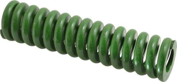 Associated Spring Raymond - 1-1/4" Hole Diam, 5/8" Rod Diam, 5" Free Length, Green Die Spring - 850 Lb Max Deflection, 1.25" Max Deflection, Extra Heavy Duty, Chromium Alloy Steel - First Tool & Supply