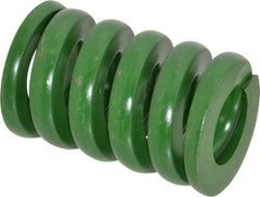 Associated Spring Raymond - 2" Hole Diam, 1" Rod Diam, 3" Free Length, Green Die Spring - 2340 Lb Max Deflection, 0.75" Max Deflection, Extra Heavy Duty, Chromium Alloy Steel - First Tool & Supply