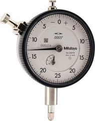 Mitutoyo - 1/8" Range, 0-25-0 Dial Reading, 0.0005" Graduation Dial Drop Indicator - 2-1/4" Dial, 0.05" Range per Revolution, 0.0005" Accuracy, Revolution Counter - First Tool & Supply