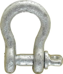 Made in USA - 1/4" Nominal Chain Size, 0.5 Ton Carbon Steel Screw Anchor Shackle - 1/4" Diam, 5/16" Pin Diam, 1-1/8" High x 15/32" Wide Inside Jaw, 25/32" Inside Width, 11/16" Max Body Thickness - First Tool & Supply