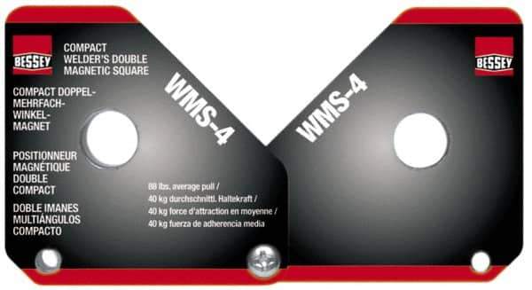 Bessey - 0 to 180° Holding Angle, 110 Lb Max Pull, Double Magnetic Welding & Fabrication Adjustable Square - 3-3/8" High x 6-1/8" Wide x 5/8" Deep - First Tool & Supply