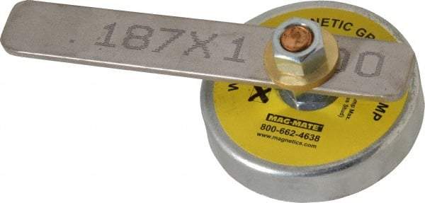 Mag-Mate - 250 Amps Grounding Capacity, 3-1/2" Diam, 2-1/4" High, 35 Lb Max Pull Force, Rare Earth Magnetic Welding & Fabrication Ground Clamp - 55 Lb Average Pull Force, Round Cup Magnet, Brass Stud, Compatible with Flat Surface - First Tool & Supply