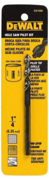 DeWALT - 1/4" Pin Diam, 3" Long Steel Pilot Drill - 9/16 to 1-3/16" Tool Diam Compatibility, Compatible with Hole Saws - First Tool & Supply