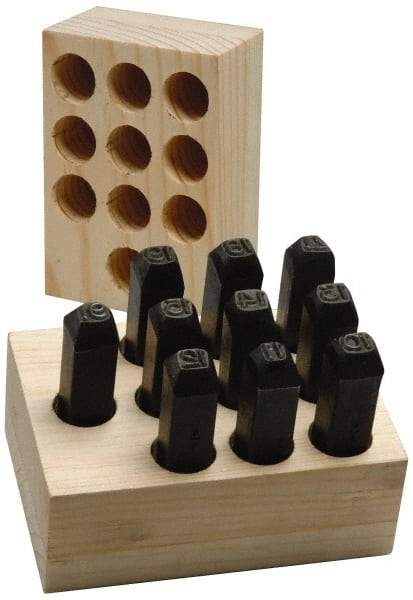 Made in USA - 10 Piece, 1/8" Character Steel Stamp Set - Double Digit Figures, Double Digits - First Tool & Supply