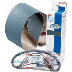 Sait - 1/2" Wide x 12" OAL, 60 Grit, Zirconia Alumina Abrasive Belt - Zirconia Alumina, Medium, Coated, H Weighted Cloth Backing - First Tool & Supply