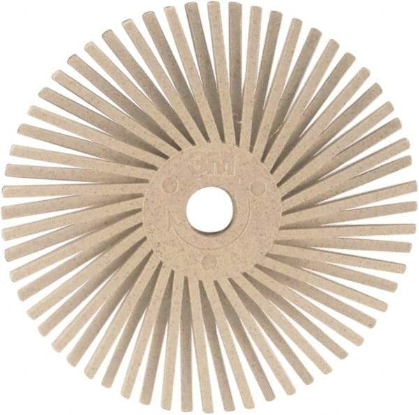 3M - 3" 120 Grit Ceramic Tapered Disc Brush - Fine Grade, Plain Hole Connector, 1" Trim Length, 0.37" Arbor Hole - First Tool & Supply
