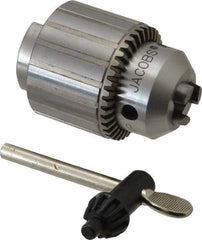 Jacobs - JT3, 1/8 Min Capacity, Tapered Mount Drill Chuck - Keyed, 58.17mm Sleeve Diam, 79.25mm Open Length - Exact Industrial Supply