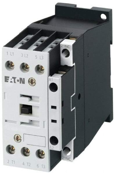 Eaton Cutler-Hammer - 3 Pole, 24 Coil VAC, 18 Amp, Nonreversible Open Enclosure IEC Contactor - 1 Phase hp: 2 at 115 V, 2 at 200 V, 3 at 230 V, 3 Phase hp: 10 at 460 V, 15 at 575 V, 5 at 200 V, 5 at 230 V, 18 Amp Inductive Load Rating Listed - First Tool & Supply