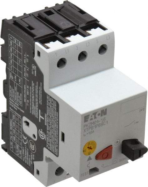 Eaton Cutler-Hammer - 1.6 Amp, IEC, Open Pushbutton Manual Motor Starter - 45mm Wide x 85mm Deep x 3.6667" High, 3/4 hp at 480/600 V, CE Approved, CSA Certified, DIN VDE, EN/IEC, UL 508 Type E Compliant & UL Listed - First Tool & Supply