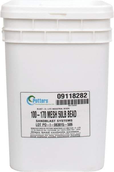 Made in USA - Medium/Fine Grade Smooth Glass Bead - 100 to 170 Grit, 50 Lb Pail - First Tool & Supply