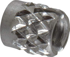 E-Z LOK - #4-40 UNC Stainless Steel Flush Press Fit Threaded Insert for Plastic - 3/16" OAL, 0.166" Insert Diam, 5/32" Hole Diam, 5/32" Drill - First Tool & Supply